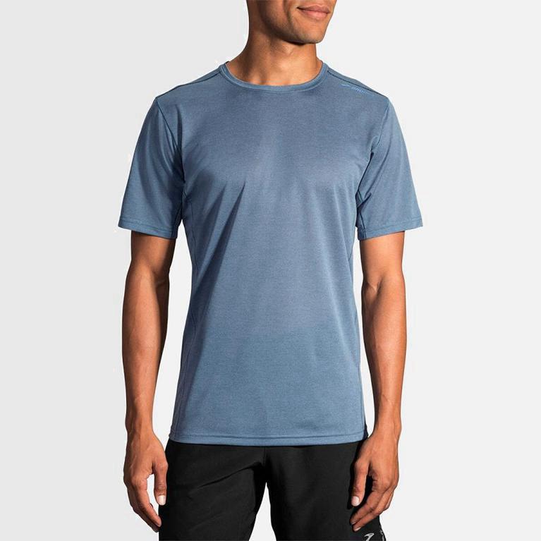 Brooks Ghost Israel - Men's Short Sleeve Running Shirt - Blue (51382-MQFS)